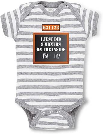 I Just Did 9 Months On The Inside Short Sleeve Envelope Neck Boys-Girls Cotton Baby