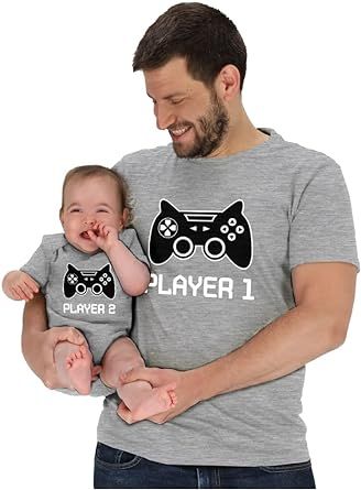Tstars Gamer Dad and Son Matching Shirts Fathers Day Player 1 & 2 Daddy and Me Outfits