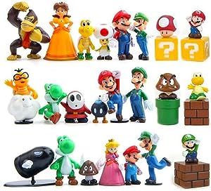 28PCS Mary Characters,Super Mary Action Figures Mini Toys,Mary Toys Bros Princess, Turtle, Cake Decoration Party Supplies Gifts for Kids Fans