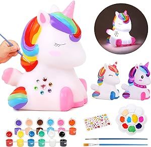 dededa Paint Your Own Unicorn Night Light Art Kit, Arts and Crafts for Kids Ages 8-12,Unicorns Gifts for Girls Painting Kit Unicorn Toys for Kids 4 5 6 7 8 9 10 11 12+ (1Pc Unicorn)