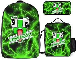 MMsekt Daily Game Fans Backpack Travel Backpacks With Lunch Bag Pencil Bag Set 3 pcs Set Cartoon Backpack 2