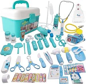 MCFANCE Toy Doctor Kits 48Pcs Pretend Play Doctor Kit Toys Stethoscope Medical Kit Imagination Play for Kids 3 Years