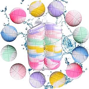 Reusable Water Balloons,YAOTIJYO Water Balloons Quick Fill,Latex-Free Silicone Summer Water Toys with Mesh Bag,Outdoor Toys,Fun Splash Water Bomb Party Supplies for Kids and Adults,12Pack
