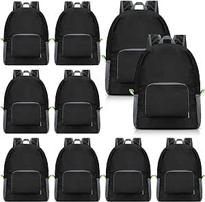 Jexine 10 Pcs Backpacks Bulk 16.5 Inch Lightweight Backpacks Student School Book Bag Book Bags for Kids for Travel (Black)