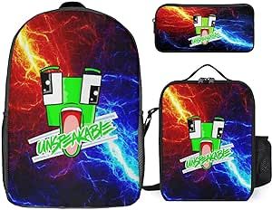 MMsekt Daily Game Fans Backpack Travel Backpacks With Lunch Bag Pencil Bag Set 3 pcs Set Cartoon Backpack 1