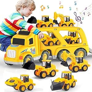 Veslier Construction Truck Toys for Boys Girls Age 1 2 3 4 5 6 Years Old,Carrier Transport Trucks for Kids 1-3 3-5 Year Old,Christmas Birthday Gift Toddler Toys.