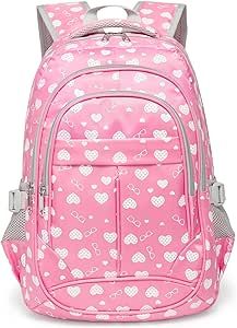 BLUEFAIRY Girls Backpack Kids Elementary School Bags Child Bookbags Waterproof Lightweight Travel Sturdy Durable Gift Mochila Para 5.6.7.8.9.10 Ninas(PINK)