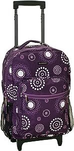 Rockland Double Handle Rolling Backpack, Purple Pearl, 17-Inch