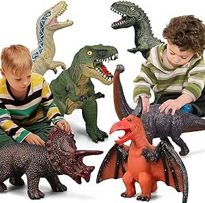 Gzsbaby 6 Piece Jumbo Dinosaur Toys for Kids and Toddlers, Dinosaur Toys for Kids 3-5, Large Soft Dinosaur Toys for Dinosaur Lovers - Perfect Dinosaur Party Favors, Birthday Gifts