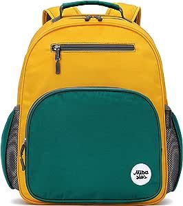 mibasies Boys Backpack for Elementary School, Backpack for Boys 5-8, Lightweight Kids Backpacks for Boys(Yellow Green Small)
