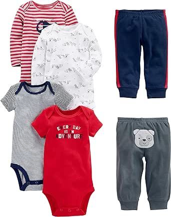 Simple Joys by Carter's Baby Boys' 6-Piece Bodysuits (Short and Long Sleeve) and Pants Set
