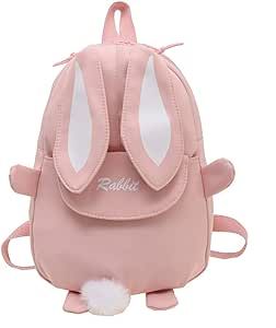 YIFUO Kids Backpack, Fashion Bunny Toddler School Bags, Cute Lightweight Children Travel Backpack, Water Resistant College Rucksacks,Pink