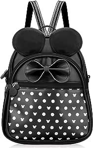 Voikukka Black Mini Backpack for Girls Small Backpack Purse Leather Cute Kids Travel Backpacks Gift Mouse backpack for Little Girls Childrens Backpack Toddler Girl Backpacks