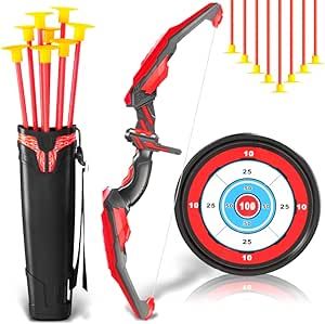 Doloowee Bow and Arrow for Kids Toys with LED Lights - Archery Set Includes Super Bow, Suction Cups Arrows, Target with Strapped Shoulder Quiver Indoor and Outdoor Toys for 3 4 5 6 8 Years Old Up