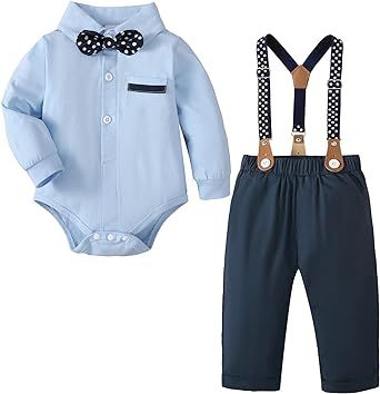 NZRVAWS Baby Boy Outfit Newborn Boy Clothes 3 6 12 Month Gentleman Formal Outfit Infant Gift Clothing Romper Long Pant