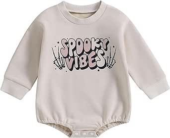 FIOMVA My First Halloween Onesie Newborn Baby Boy Outfit Fall Winter Oversized Sweatshirt Bubble Romper Clothes