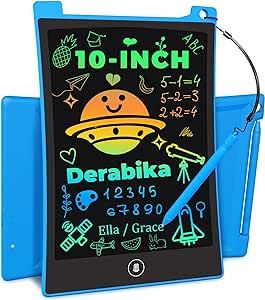 Derabika Learning Toys for 3 4 5 6 7 Girls Boys Gifts, 10 Inch Colorful LCD Writing Tablet Drawing Board, Electronic Doodle Board for Kids Christmas Birthday Present for Girls Boys Age 3-7 (Blue)