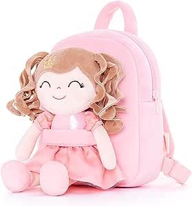 Gloveleya Kids Backpack Toddler Girls Backpacks Soft Plush Girl Toys Crown Princess Pink 9"