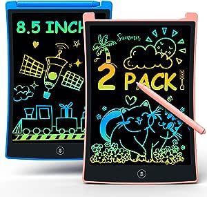 bravokids 2 Pack LCD Writing Tablet with 4 Stylus, 8.5 inch Colorful Doodle Board Drawing Pad for Kids, Travel Games Activity Learning Toys, Birthday Gift for Age 3 4 5 6 7 8 Year Old Boys Girls