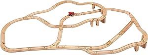 Amazon Basics 65-piece Wooden Train Railway Construction Kit-Train and Railroad,Wooden Toys for kids, Gift for Age 3Y+
