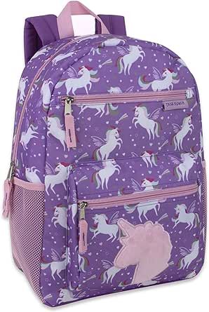 Trail maker Girl's Backpack With Plush Applique And Multiple Pockets