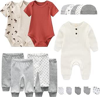 JELYLOVE Unisex Baby boy girls' clothes & Accessories Newborn Outfits Gift Set - 18 Pieces Layette Set - Fit 0-3-6 Months