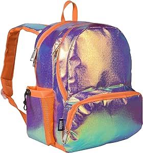 Wildkin 17-Inch Kids Backpack for Boys & Girls, Perfect for Late Elementary School Backpack, Features Three Zippered Compartment, Ideal Size for School & Travel Backpacks (Orange Shimmer)