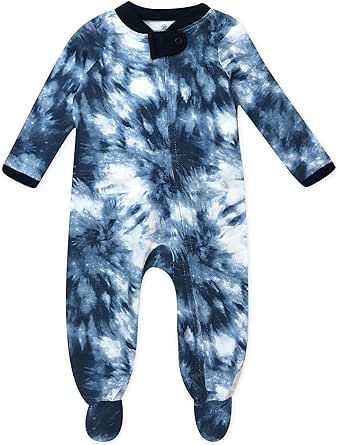 HonestBaby Sleep and Play Footed Pajamas One-Piece Sleeper Jumpsuit Zip-Front Pjs Organic Cotton for Baby Boys, Unisex