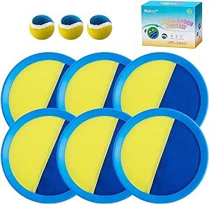 Weehoey Kids Toys - Beach Toys - Outdoor Games for Kids, Toss and Catch Ball Set with 6 Paddles 3 Balls, Outdoor Toys for 3 4 5 6 7 8+ Year Old Boys Girls Birthday Easter Gifts for Kids