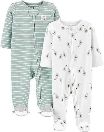 Simple Joys by Carter's Baby Boys' 2-Way Zip Thermal Footed Sleep and Play, Pack of 2